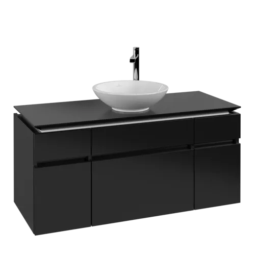 VILLEROY BOCH Legato toaletní skříňka, 5 výsuvů, 1200 x 550 x 500 mm, černý matný lak / černý matný lak #B57800PD