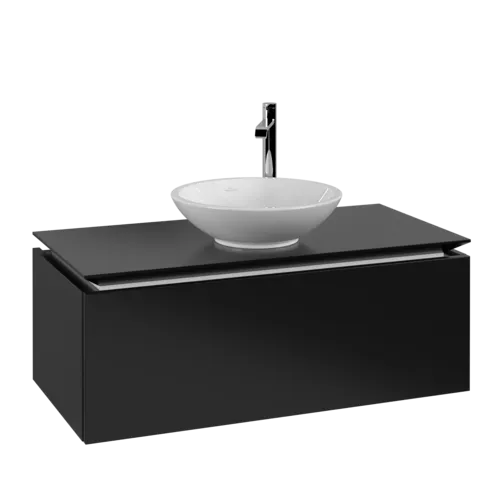 VILLEROY BOCH Legato toaletní skříňka, 1 zásuvka, 1000 x 380 x 500 mm, černý matný lak / černý matný lak #B57100PD