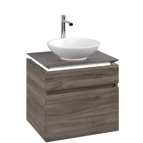 VILLEROY BOCH Legato toaletní skříňka, s osvětlením, 2 výsuvy, 600 x 550 x 500 mm, Kamenný dub / Kamenný dub #B568L0RK