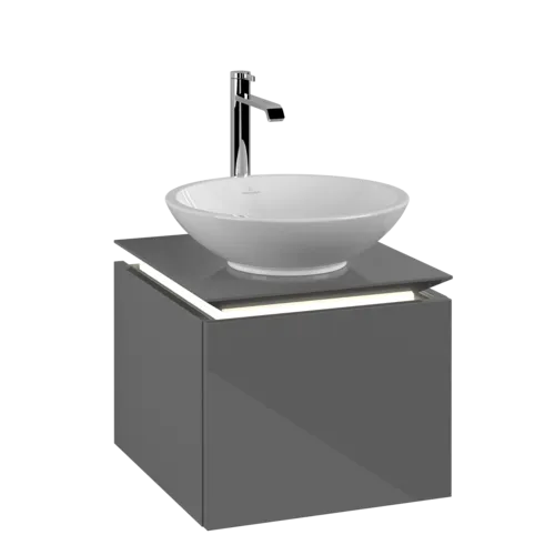 VILLEROY BOCH Legato toaletní skříňka, s osvětlením, 1 zásuvka, 450 x 380 x 500 mm, lesklá šedá / lesklá šedá #B565L0FP