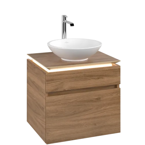 VILLEROY BOCH Legato toaletní skříňka, s osvětlením, 2 výsuvy, 600 x 550 x 500 mm, dub Kansas / dub Kansas #B568L0RH