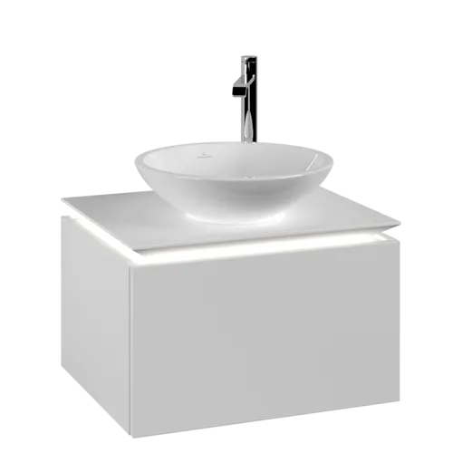 VILLEROY BOCH Legato toaletní skříňka, s osvětlením, 1 zásuvka, 600 x 380 x 500 mm, bílá matná / bílá matná #B567L0MS