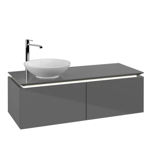 VILLEROY BOCH Legato toaletní skříňka, s osvětlením, 2 výsuvy, 1200 x 380 x 500 mm, lesklá šedá / lesklá šedá #B579L0FP