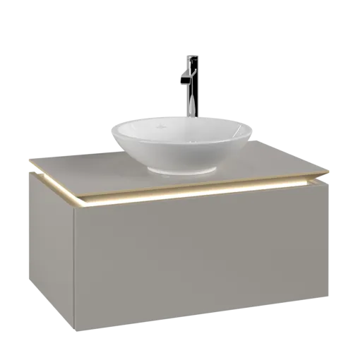 VILLEROY BOCH Legato toaletní skříňka, s osvětlením, 1 zásuvka, 800 x 380 x 500 mm, Soft Grey / Soft Grey #B569L0VK