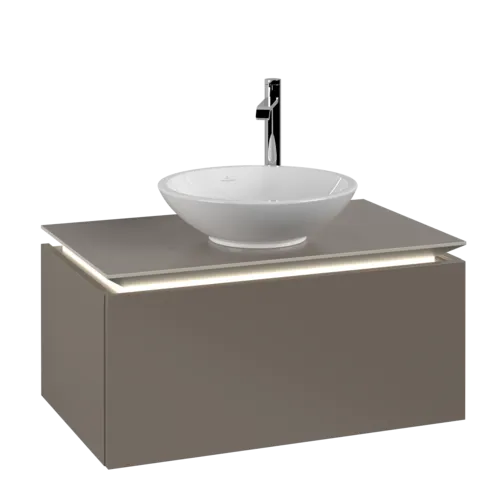 VILLEROY BOCH Legato toaletní skříňka, s osvětlením, 1 zásuvka, 800 x 380 x 500 mm, Truffle Grey / Truffle Grey #B569L0VG