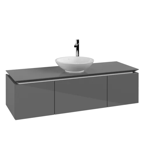 VILLEROY BOCH Legato toaletní skříňka, 3 výsuvy, 1400 x 380 x 500 mm, lesklá šedá / lesklá šedá #B58500FP