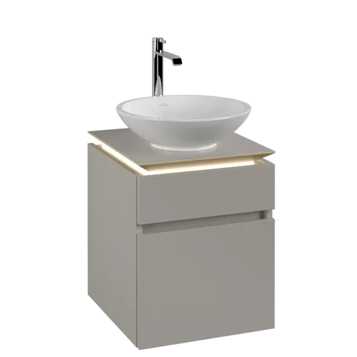VILLEROY BOCH Legato toaletní skříňka, s osvětlením, 2 výsuvy, 450 x 550 x 500 mm, Soft Grey / Soft Grey #B566L0VK