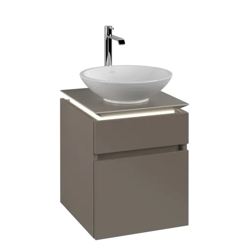 VILLEROY BOCH Legato toaletní skříňka, s osvětlením, 2 výsuvy, 450 x 550 x 500 mm, Truffle Grey / Truffle Grey #B566L0VG