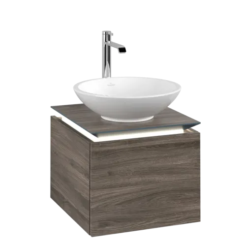 VILLEROY BOCH Legato toaletní skříňka, s osvětlením, 1 zásuvka, 450 x 380 x 500 mm, Kamenný dub / Kamenný dub #B565L0RK