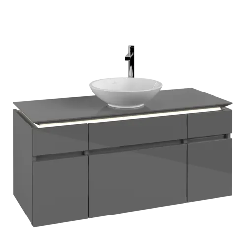 VILLEROY BOCH Legato toaletní skříňka, s osvětlením, 5 výsuvů, 1200 x 550 x 500 mm, lesklá šedá / lesklá šedá #B578L0FP
