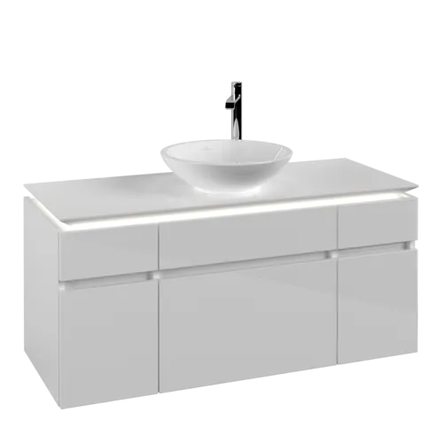 VILLEROY BOCH Legato toaletní skříňka, s osvětlením, 5 výsuvů, 1200 x 550 x 500 mm, lesklá bílá / lesklá bílá #B578L0DH