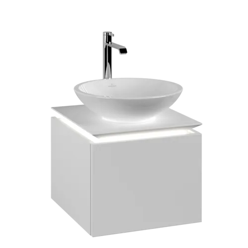 VILLEROY BOCH Legato toaletní skříňka, s osvětlením, 1 zásuvka, 450 x 380 x 500 mm, bílá matná / bílá matná #B565L0MS