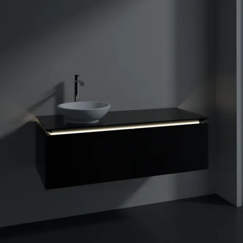 VILLEROY BOCH Legato toaletní skříňka, s osvětlením, 2 výsuvy, 1200 x 380 x 500 mm, černý matný lak / černý matný lak #B579L0PD, obrázek 3