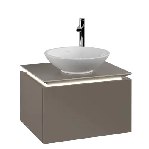 VILLEROY BOCH Legato toaletní skříňka, s osvětlením, 1 zásuvka, 600 x 380 x 500 mm, Truffle Grey / Truffle Grey #B567L0VG