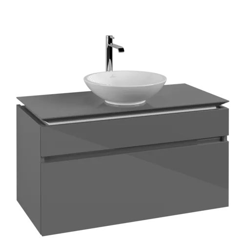 VILLEROY BOCH Legato toaletní skříňka, 2 výsuvy, 1000 x 550 x 500 mm, lesklá šedá / lesklá šedá #B57200FP