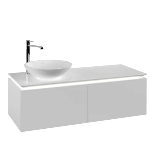VILLEROY BOCH Legato toaletní skříňka, s osvětlením, 2 výsuvy, 1200 x 380 x 500 mm, bílá matná / bílá matná #B579L0MS