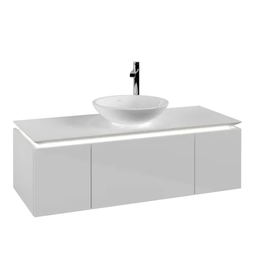 VILLEROY BOCH Legato toaletní skříňka, s osvětlením, 3 výsuvy, 1200 x 380 x 500 mm, lesklá bílá / lesklá bílá #B577L0DH