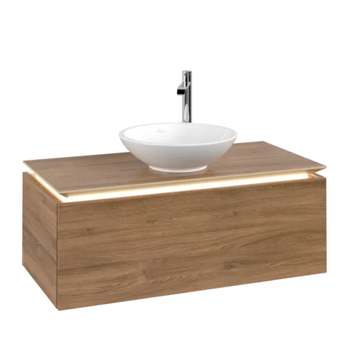 VILLEROY BOCH Legato toaletní skříňka, s osvětlením, 1 zásuvka, 1000 x 380 x 500 mm, dub Kansas / dub Kansas #B571L0RH