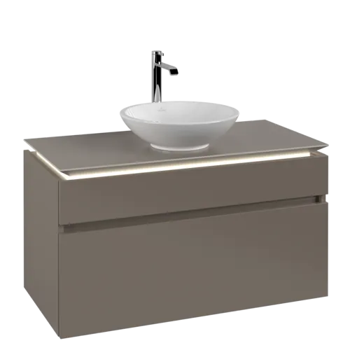 VILLEROY BOCH Legato toaletní skříňka, s osvětlením, 2 výsuvy, 1000 x 550 x 500 mm, Truffle Grey / Truffle Grey #B572L0VG