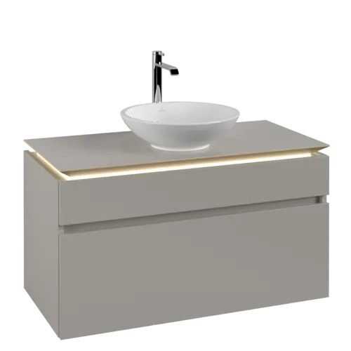 VILLEROY BOCH Legato toaletní skříňka, s osvětlením, 2 výsuvy, 1000 x 550 x 500 mm, Soft Grey / Soft Grey #B572L0VK
