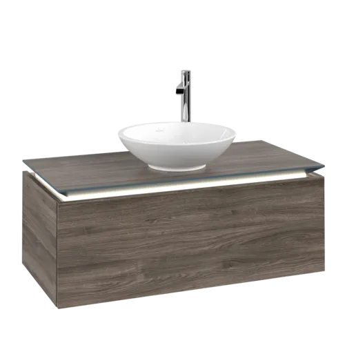 VILLEROY BOCH Legato toaletní skříňka, s osvětlením, 1 zásuvka, 1000 x 380 x 500 mm, Kamenný dub / Kamenný dub #B571L0RK