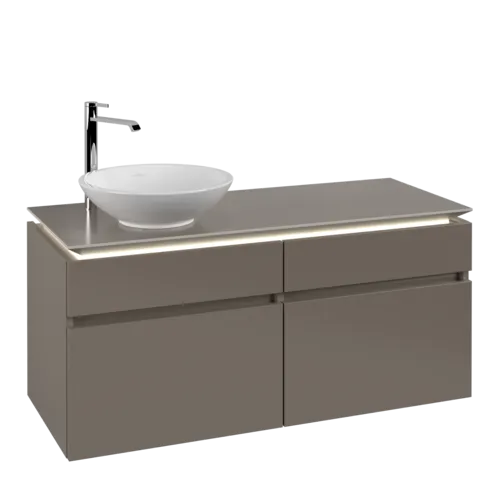 VILLEROY BOCH Legato toaletní skříňka, s osvětlením, 4 výsuvy, 1200 x 550 x 500 mm, Truffle Grey / Truffle Grey #B580L0VG