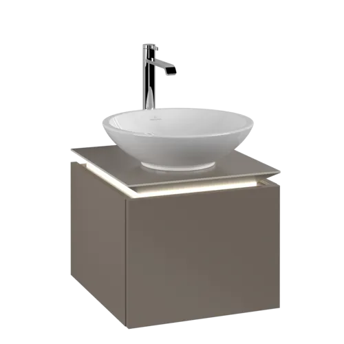 VILLEROY BOCH Legato toaletní skříňka, s osvětlením, 1 zásuvka, 450 x 380 x 500 mm, Truffle Grey / Truffle Grey #B565L0VG