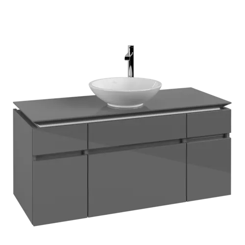 VILLEROY BOCH Legato toaletní skříňka, 5 výsuvů, 1200 x 550 x 500 mm, lesklá šedá / lesklá šedá #B57800FP