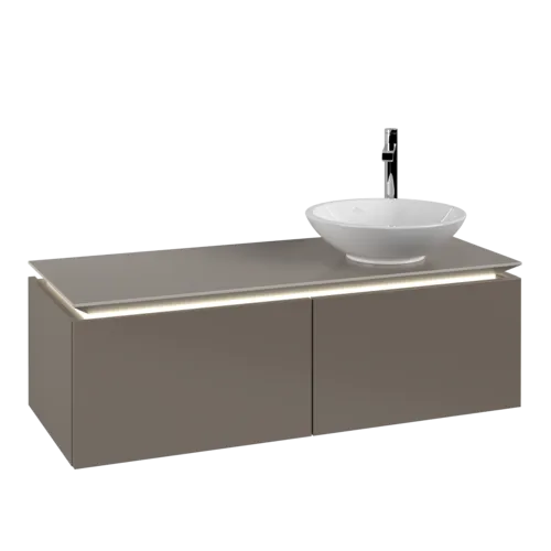 VILLEROY BOCH Legato toaletní skříňka, s osvětlením, 2 výsuvy, 1200 x 380 x 500 mm, Truffle Grey / Truffle Grey #B581L0VG