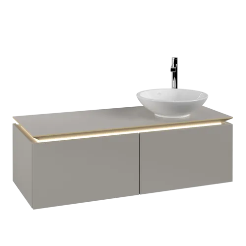 VILLEROY BOCH Legato toaletní skříňka, s osvětlením, 2 výsuvy, 1200 x 380 x 500 mm, Soft Grey / Soft Grey #B581L0VK