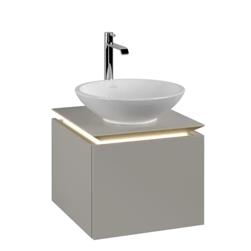 VILLEROY BOCH Legato toaletní skříňka, s osvětlením, 1 zásuvka, 450 x 380 x 500 mm, Soft Grey / Soft Grey #B565L0VK