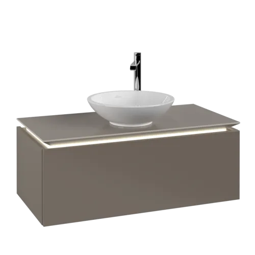 VILLEROY BOCH Legato toaletní skříňka, s osvětlením, 1 zásuvka, 1000 x 380 x 500 mm, Truffle Grey / Truffle Grey #B571L0VG