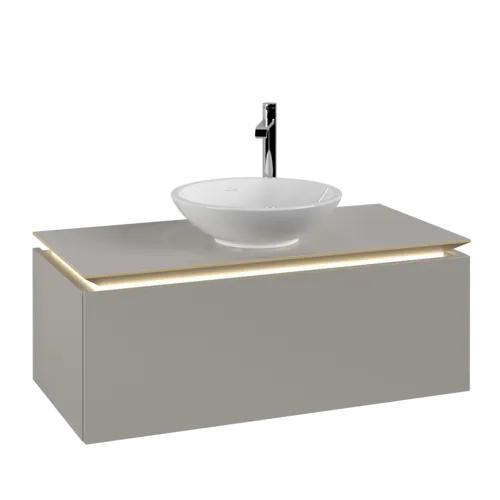 VILLEROY BOCH Legato toaletní skříňka, s osvětlením, 1 zásuvka, 1000 x 380 x 500 mm, Soft Grey / Soft Grey #B571L0VK
