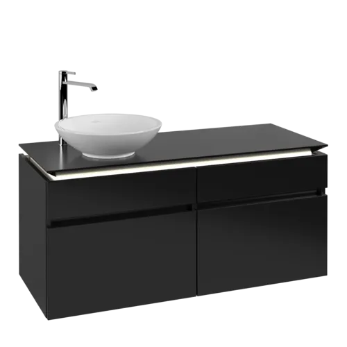 VILLEROY BOCH Legato toaletní skříňka, s osvětlením, 4 výsuvy, 1200 x 550 x 500 mm, černý matný lak / černý matný lak #B580L0PD