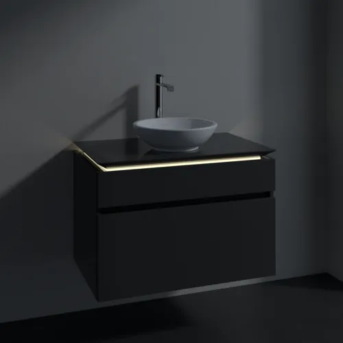 VILLEROY BOCH Legato toaletní skříňka, s osvětlením, 2 výsuvy, 800 x 550 x 500 mm, lesklá šedá / lesklá šedá #B570L0FP, obrázek 3