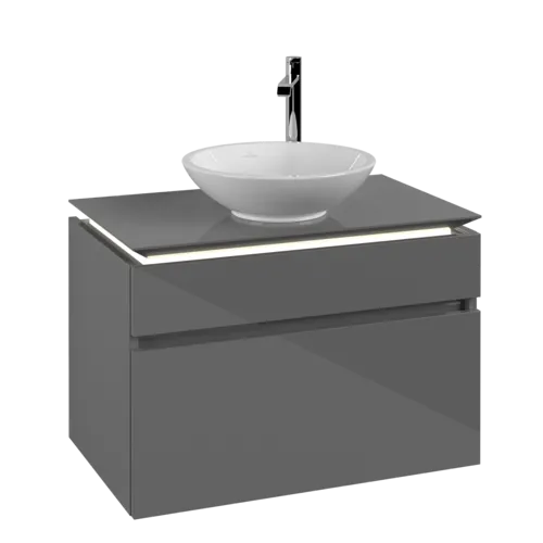 VILLEROY BOCH Legato toaletní skříňka, s osvětlením, 2 výsuvy, 800 x 550 x 500 mm, lesklá šedá / lesklá šedá #B570L0FP