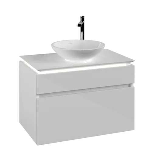VILLEROY BOCH Legato toaletní skříňka, s osvětlením, 2 výsuvy, 800 x 550 x 500 mm, lesklá bílá / lesklá bílá #B570L0DH