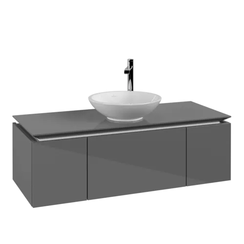 VILLEROY BOCH Legato toaletní skříňka, 3 výsuvy, 1200 x 380 x 500 mm, lesklá šedá / lesklá šedá #B57700FP