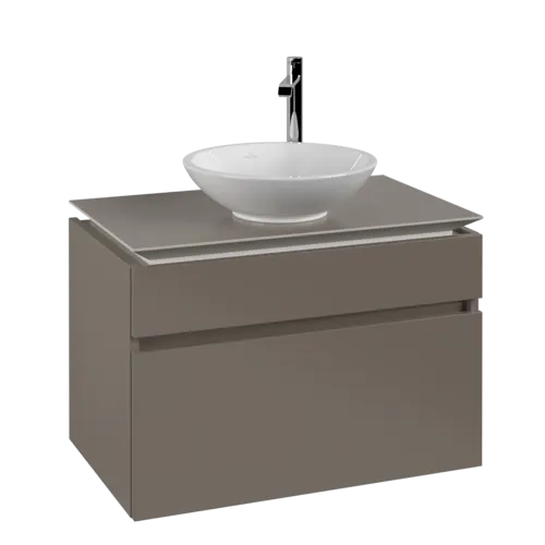 VILLEROY BOCH Legato toaletní skříňka, 2 výsuvy, 800 x 550 x 500 mm, Truffle Grey / Truffle Grey #B57000VG