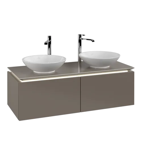 VILLEROY BOCH Legato toaletní skříňka, s osvětlením, 2 výsuvy, 1200 x 380 x 500 mm, Truffle Grey / Truffle Grey #B583L0VG