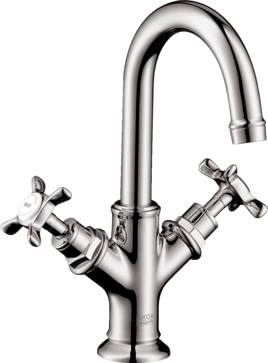 HANSGROHE AXOR Montreux Umyvadlová baterie se se dvěma vemtily 160 s rukojeťmi ve tvaru kříže, pro umývátka, s odtokovou soupravou s táhlem #16505000 - chrom