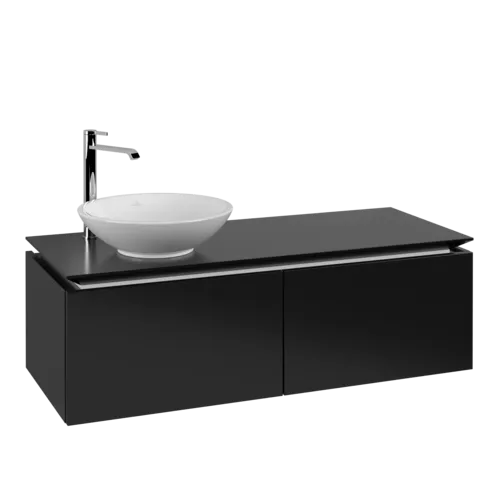 VILLEROY BOCH Legato toaletní skříňka, 2 výsuvy, 1200 x 380 x 500 mm, černý matný lak / černý matný lak #B57900PD