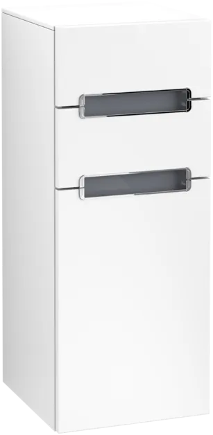 VILLEROY BOCH Boční skříňka Subway 2.0, 1 dvířka, 2 zásuvky, 356 x 857 x 370 mm, bílá matná / sklo stříbrošedé #A7131RMS
