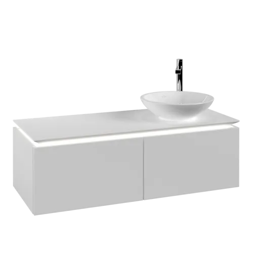 VILLEROY BOCH Legato toaletní skříňka, s osvětlením, 2 výsuvy, 1200 x 380 x 500 mm, bílá matná / bílá matná #B581L0MS