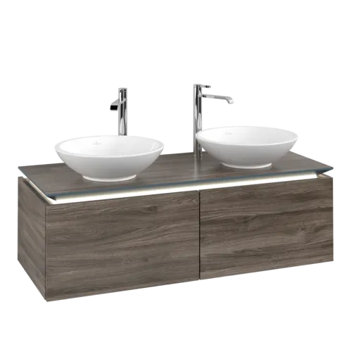 VILLEROY BOCH Legato toaletní skříňka, s osvětlením, 2 výsuvy, 1200 x 380 x 500 mm, Kamenný dub / Kamenný dub #B583L0RK