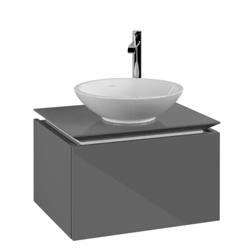 VILLEROY BOCH Legato toaletní skříňka, 1 zásuvka, 600 x 380 x 500 mm, lesklá šedá / lesklá šedá #B56700FP