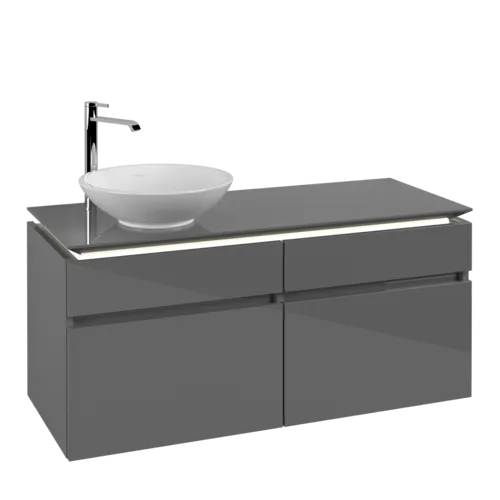 VILLEROY BOCH Legato toaletní skříňka, s osvětlením, 4 výsuvy, 1200 x 550 x 500 mm, lesklá šedá / lesklá šedá #B580L0FP