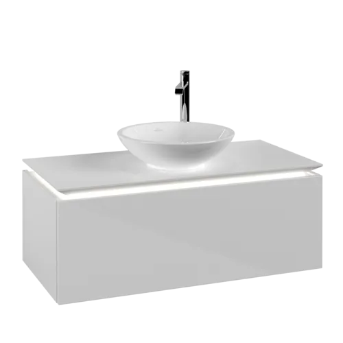 VILLEROY BOCH Legato toaletní skříňka, s osvětlením, 1 zásuvka, 1000 x 380 x 500 mm, lesklá bílá / lesklá bílá #B571L0DH