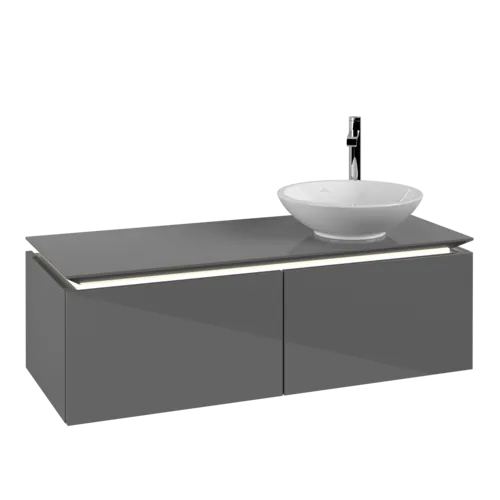 VILLEROY BOCH Legato toaletní skříňka, s osvětlením, 2 výsuvy, 1200 x 380 x 500 mm, lesklá šedá / lesklá šedá #B581L0FP