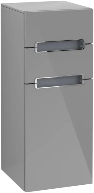 VILLEROY BOCH Boční skříňka Subway 2.0, 1 dvířka, 2 zásuvky, 356 x 857 x 370 mm, lesklá šedá / sklo bílé #A7131SFP